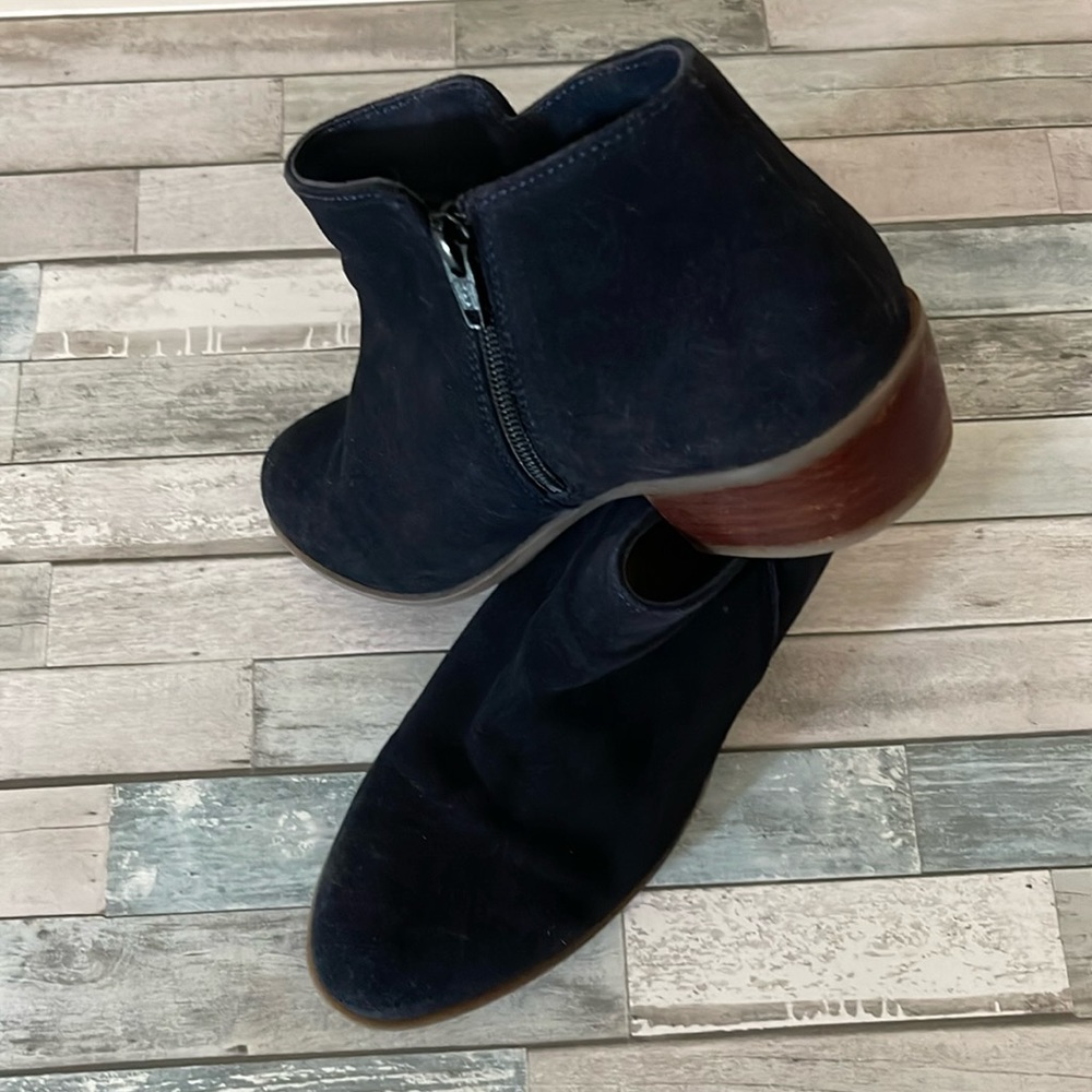 Blue Leather Upper 1 1/2 inch Heal Ankle Boot